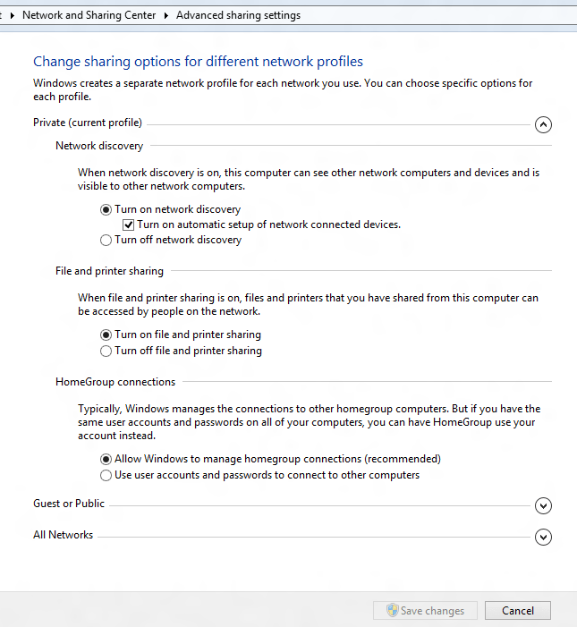 windows 8 advance sharing options