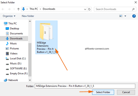 Select extension folder