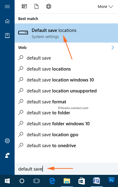 Default save locations Cortana search