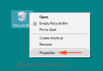 Recycle bin on desktop Properties
