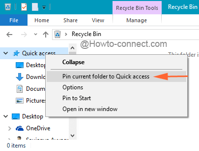 Pin current folder to Quick access