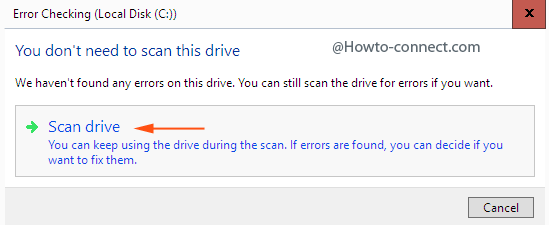 error checking local drive pop up