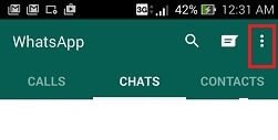 3 dots menu on whatsapp home