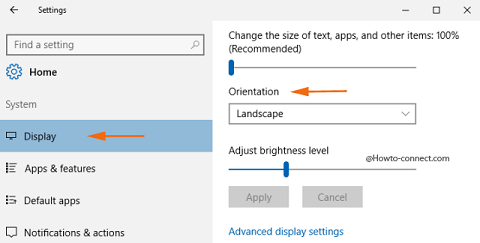 Display segment Orientation option