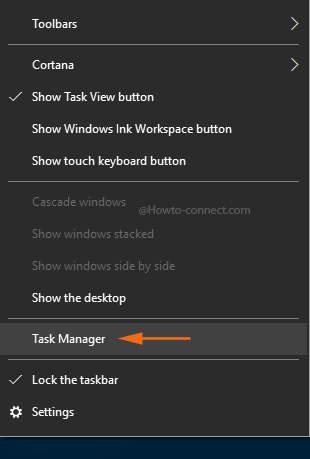 task manager on context menu