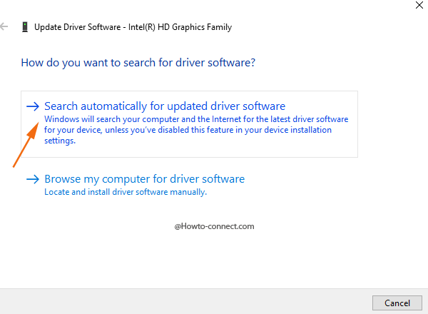 Update driver software wizard