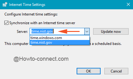 list of Servers to sync time with