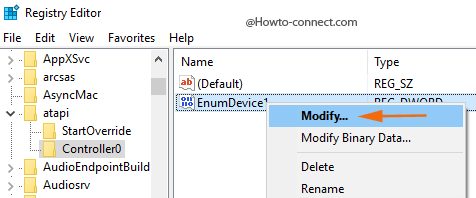 Right click EnumDevice1 Modify option
