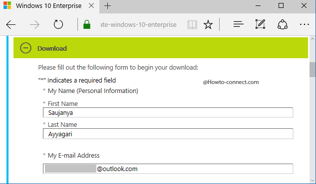 Windows 10 Registration form