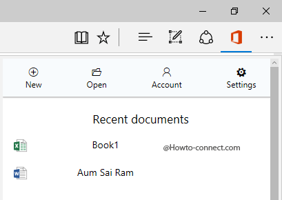 Office Online extension tabs