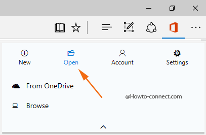 Office Online extension Open tab