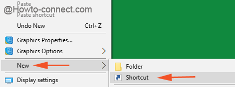 New Shortcut on Desktop in the sub context menu
