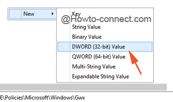  New DWORD Value under Gwx key