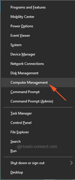 Computer Management under Power user menu