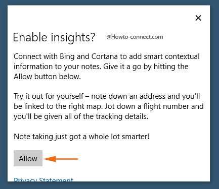 Enable Insights Allow button