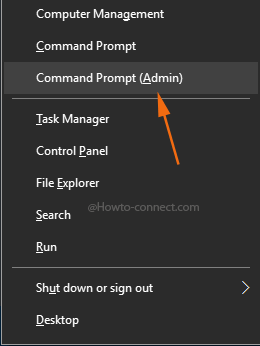 Command Prompt (Admin) power user menu Windows 10