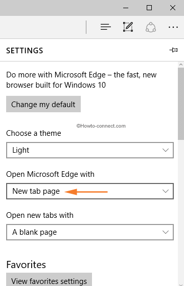 Open Microsoft Edge with New tab page