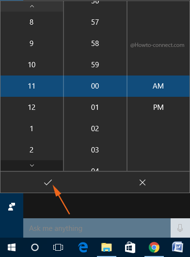 Hour minute & meridiem segments Cortana reminder