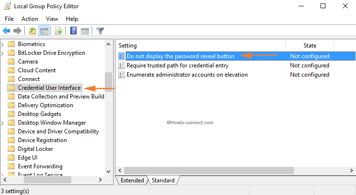 Group Policy Editor Do not display the password reveal button
