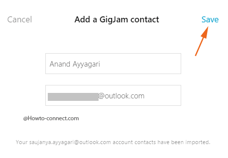 Add a GigJam contact box Save button
