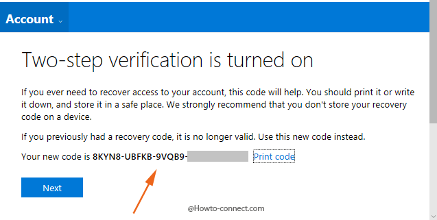 Two-step verification is turned on