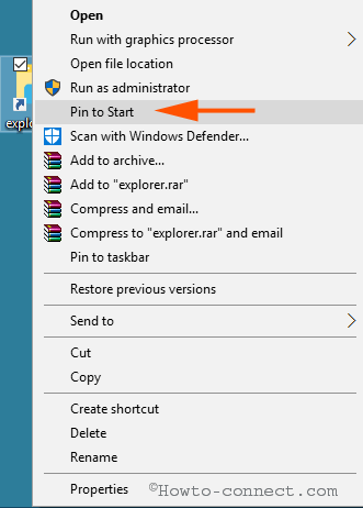 pin to start right click context menu taskbar settings desktop shotcut