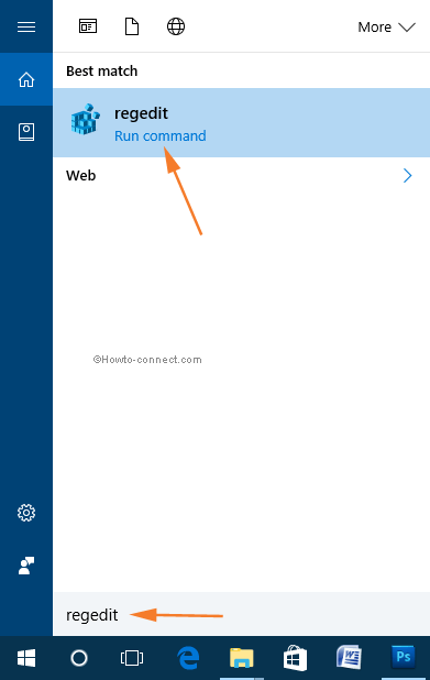 Cortana search regedit Run command