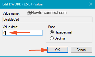 0 Value of DisableCad