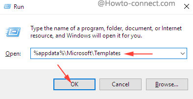 command to open template folder for office
