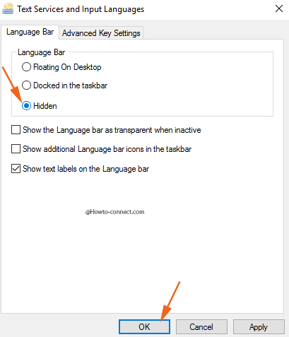 Remove Language Bar from Windows 10 Desktop