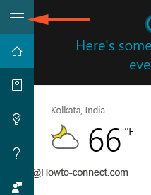 Menu icon of Cortana bar