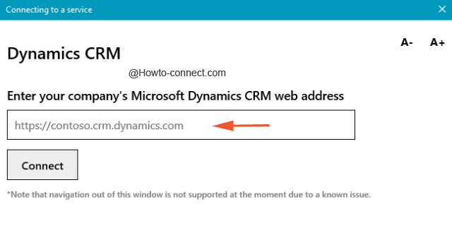 CRM address field and Connect button