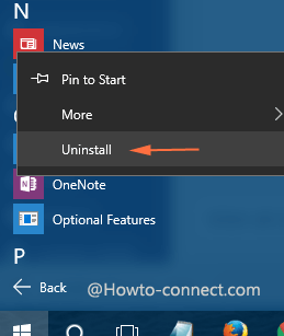uninstall option on right click context menu