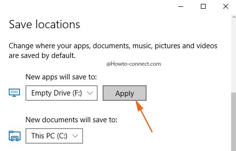 Apply button Save locations