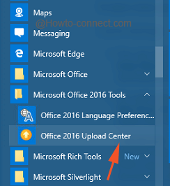 Office 2016 Upload Center in All apps