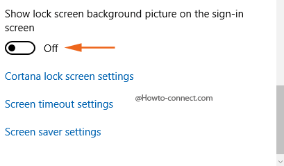 Show lock screen background on sign in toggle Off
