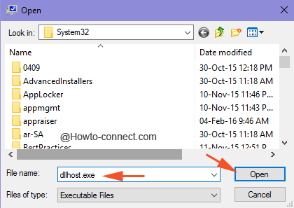 Open dllhost.exe file name