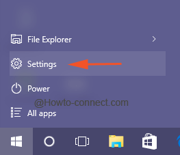 Settings Start Menu