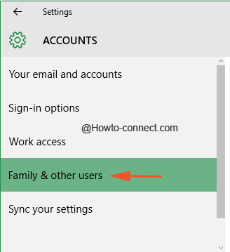 Family & other users under Accounts