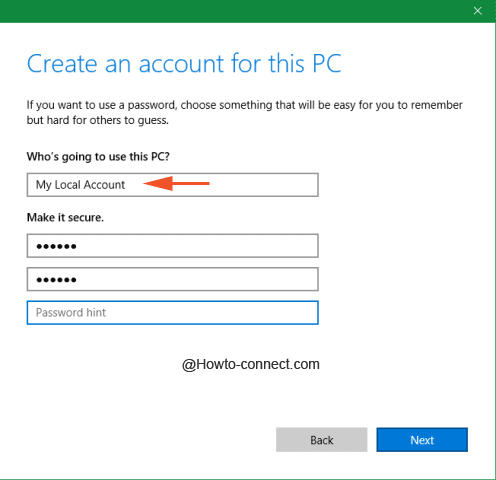 Credentials for local account