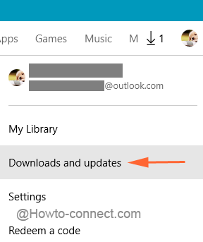 Downloads and updates option under Store