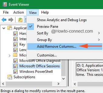 Add or Remove Columns in Event Viewer Windows 10