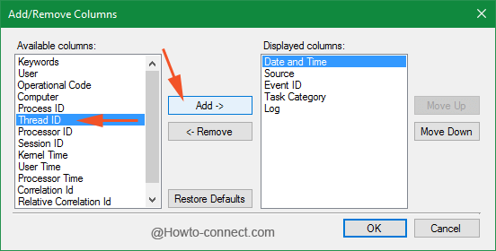 Add one property to the column event viewer