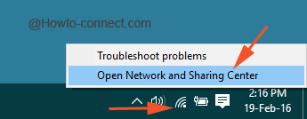 Right click Network icon taskbar