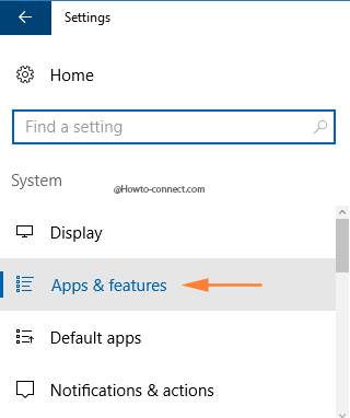 Apps & features System settings