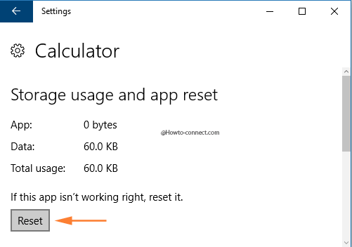 Reset App on Windows 10