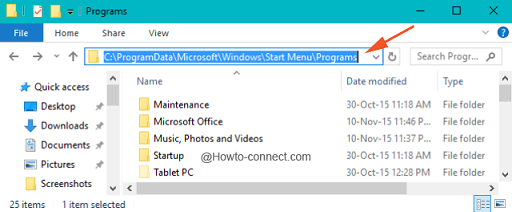 Start Menu Folder Location in Windows 10 for all users