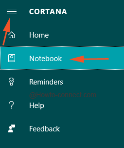 Notebook underneath Settings menu