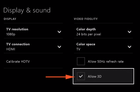 How to Enable 3D Support in Xbox One