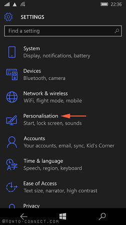 personalization on the list of all settings